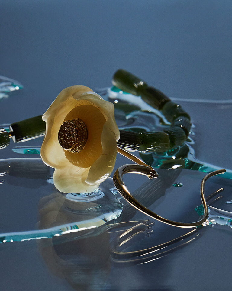 Flower shaped earring close-up