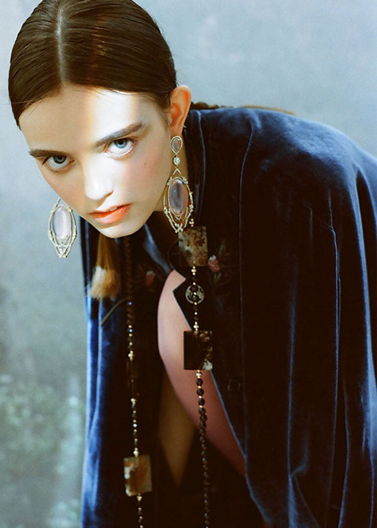 Portrait of a young girl wearing jewellery. TATYANA PARFIONOVA x NADJIA AZENET JEWELLERY